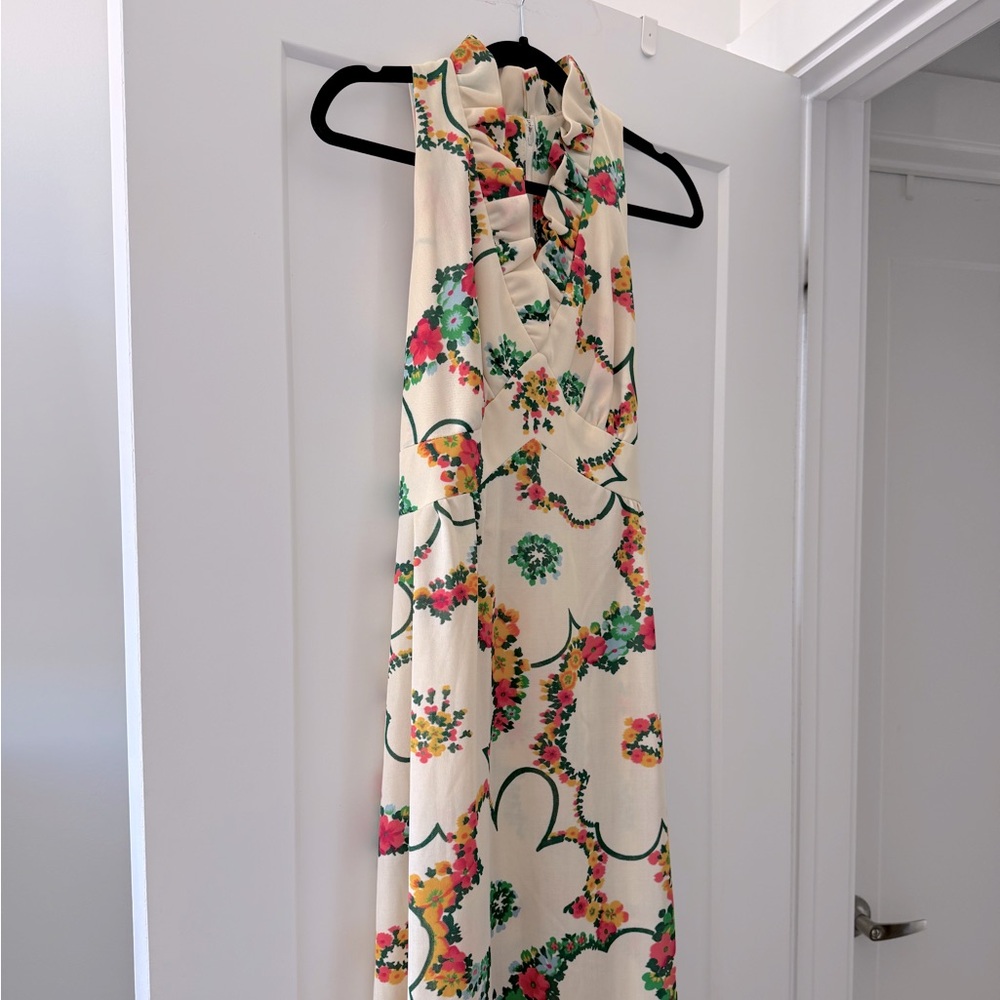Vintage 1960s boho floral maxi dress - size Small